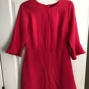 Hot pink flutter sleeve dress